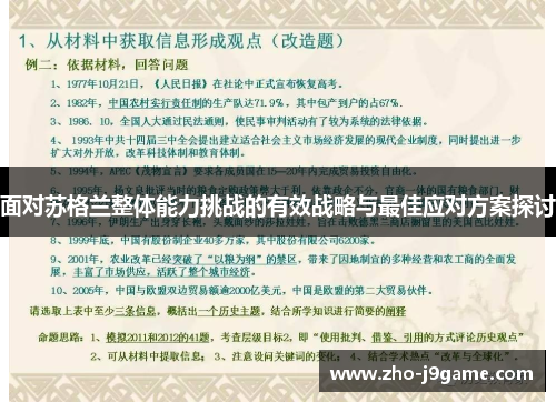 面对苏格兰整体能力挑战的有效战略与最佳应对方案探讨 面对苏格兰整体能力挑战的有效战略与最佳应对方案探讨